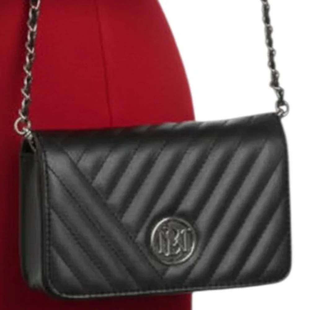 Badgley Mischka Black Studio Quilted Styling Crossbody Bag